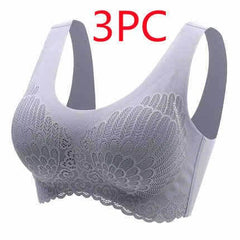 Elegance Seamless Sports Bra for Women with Natural Thai Latex Grey 3PC