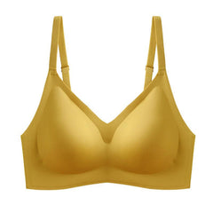 Luxurious push-up bra in gold color with no steel ring and comfortable fit, made from high-quality nylon for ultimate comfort and seamless movement.