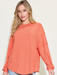 Basic Bae Full Size Ribbed Round Neck Long Sleeve T-Shirt