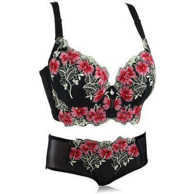 Luxury Embroidered Push-Up Bra Set for Young Women with Adjustable Straps and Steel Ring