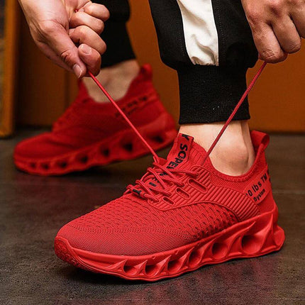 Breathable Mesh Casual Running Shoes For Everyday Comfort red breathable mesh sneakers with ventilated lining and cushioned flat heel for walking and jogging
