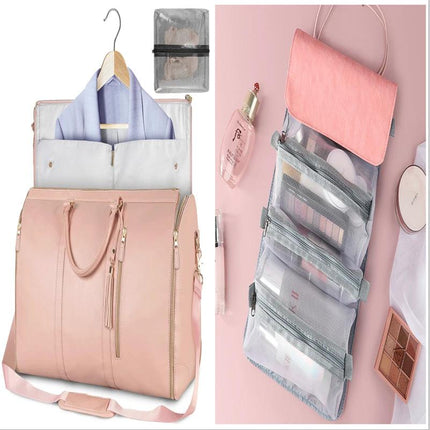 Large Foldable Travel Duffle Bag Waterproof Pink Tote