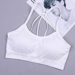 White nylon tube top bra for girls with wireless design and comfortable fit