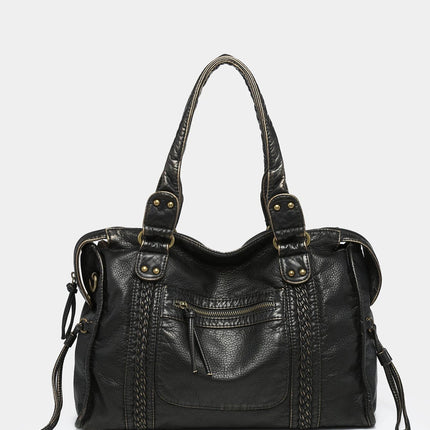 Soft Black Motorcycle Shoulder Bag With Large Capacity