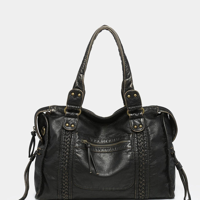 Soft Black Motorcycle Shoulder Bag With Large Capacity | Syndmart
