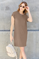 Basic Bae Full Size Round Neck Dress with Pockets