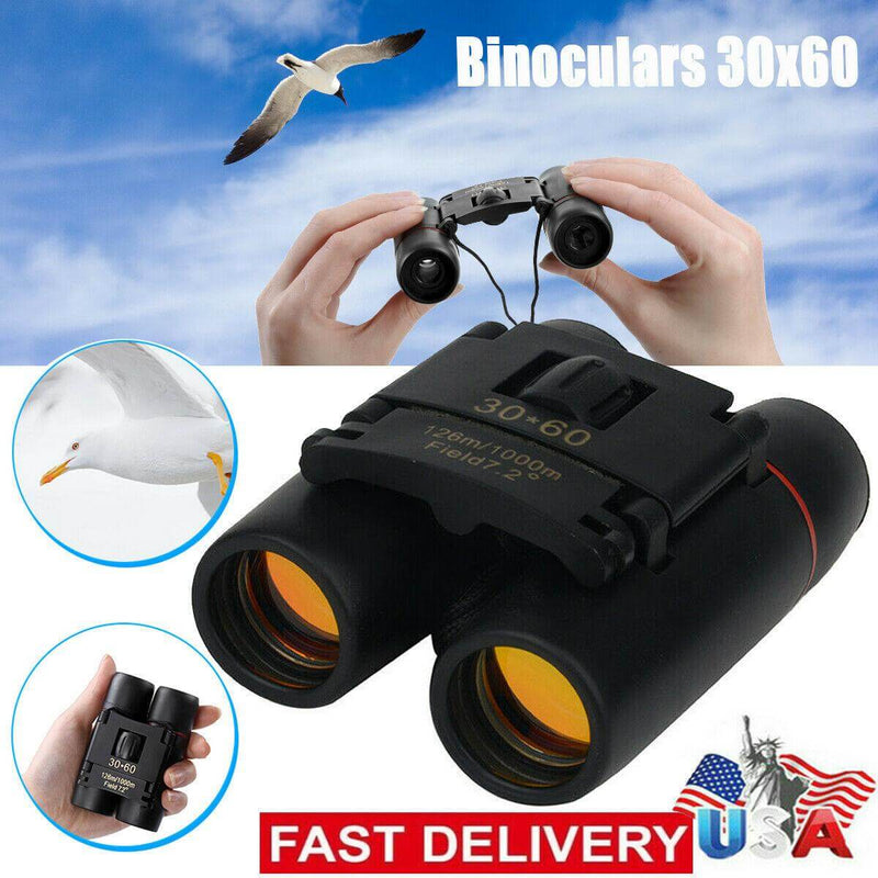 Compact 30x60 Zoom Binoculars for Travel and Outdoor Activities - Lightweight Folding Telescope for Bird Watching, Concerts, and More