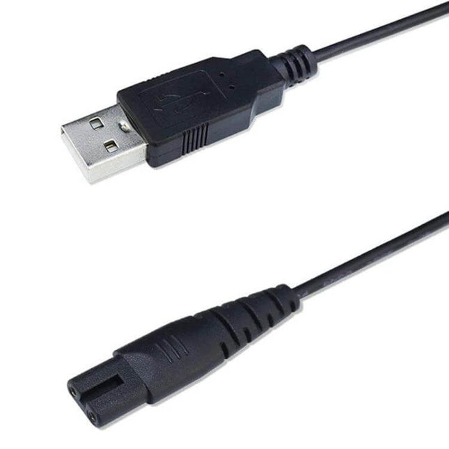 1.25m USB Shaver Charging Cable For Daily Grooming - black USB to shaver connector cable, 1.25m length, pure copper conductor for grooming devices