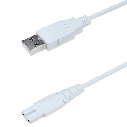 1.25m USB Shaver Charging Cable For Daily Grooming - white USB to shaver connector cable with pure copper conductor, 1.25m length for travel and home use