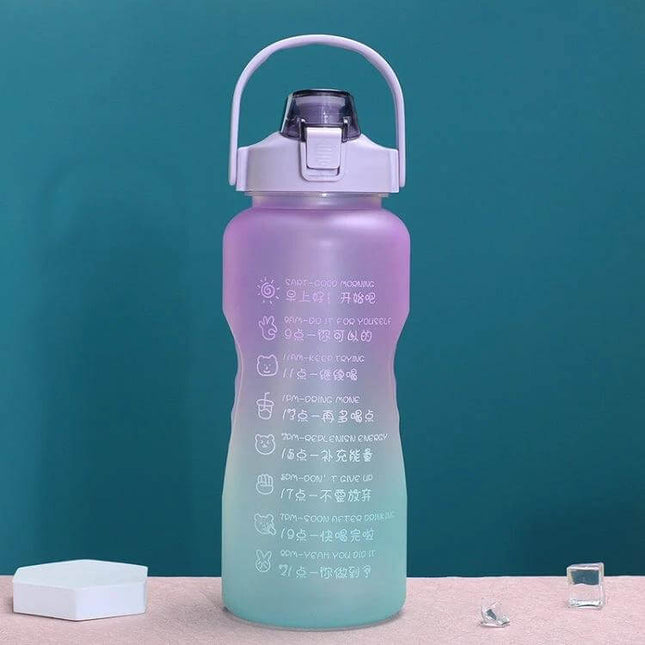 1.5L Sports Water Bottle With Straw For Daily Hydration - purple to green Tritan bottle with straw, BPA-free, spill‑resistant handle