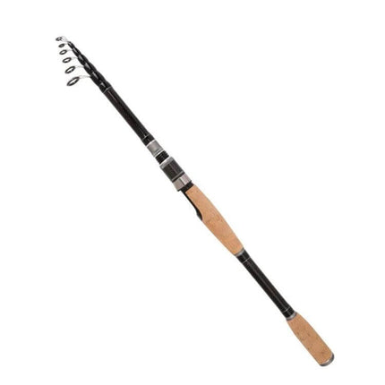 Alt Tag: 1.8m Telescopic Carbon Lure Rod For River And Lake Fishing - compact lightweight telescopic lure rod with cork handle and reinforced guides