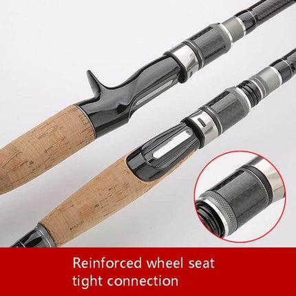 1.8m Telescopic Carbon Lure Rod For River And Lake Fishing - cork handle, reinforced wheel seat and tight guide connection