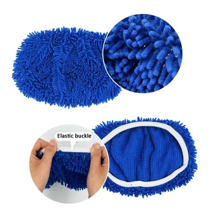 10-Inch Flat Mop Replacement Pads for Swiffer Sweeper Chenille Gray - blue reusable chenille pad with elastic buckle for 10-inch flat mop, close-up texture