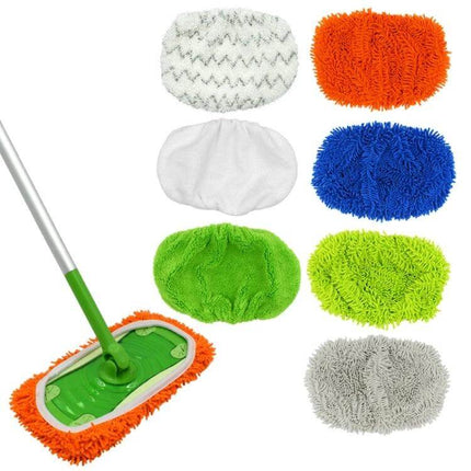 10-Inch Flat Mop Replacement Pads for Swiffer Sweeper Chenille Gray - reusable chenille mop pads in assorted colors for damp or dry cleaning, fits 10-inch mop heads