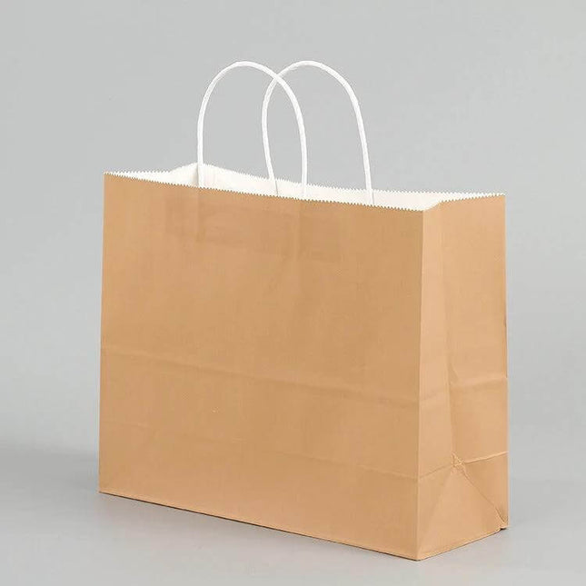 10 Pack Kraft Paper Gift Bags With Handles For Weddings And Parties - natural brown kraft gift bag with white handles