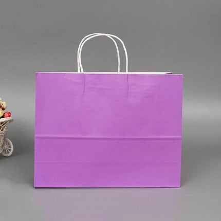 10 Pack Kraft Paper Gift Bags With Handles For Weddings And Parties - purple kraft paper gift bag with white handles for favors and small gifts