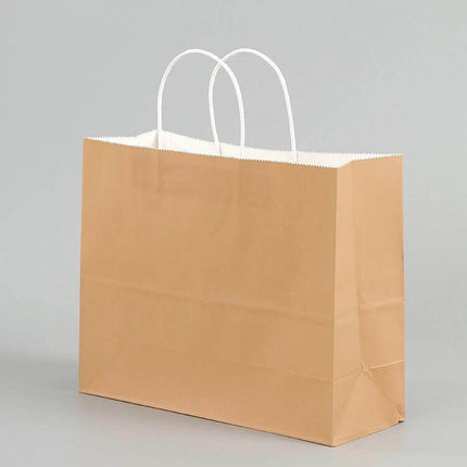 10 Pack Kraft Paper Gift Bags With Handles For Weddings And Parties - sturdy natural brown kraft paper bag with white twisted handles for favors