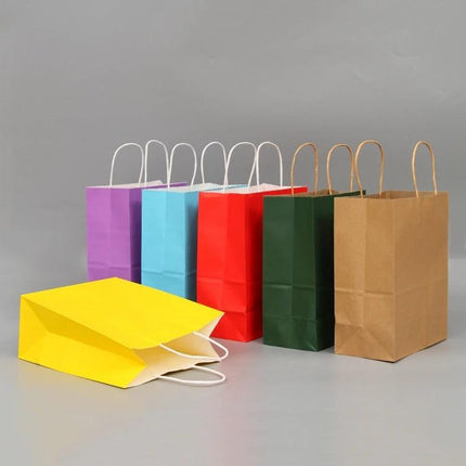 10 Pack Kraft Paper Gift Bags With Handles For Weddings And Parties - assorted colored kraft paper bags with sturdy handles for favors and gifts