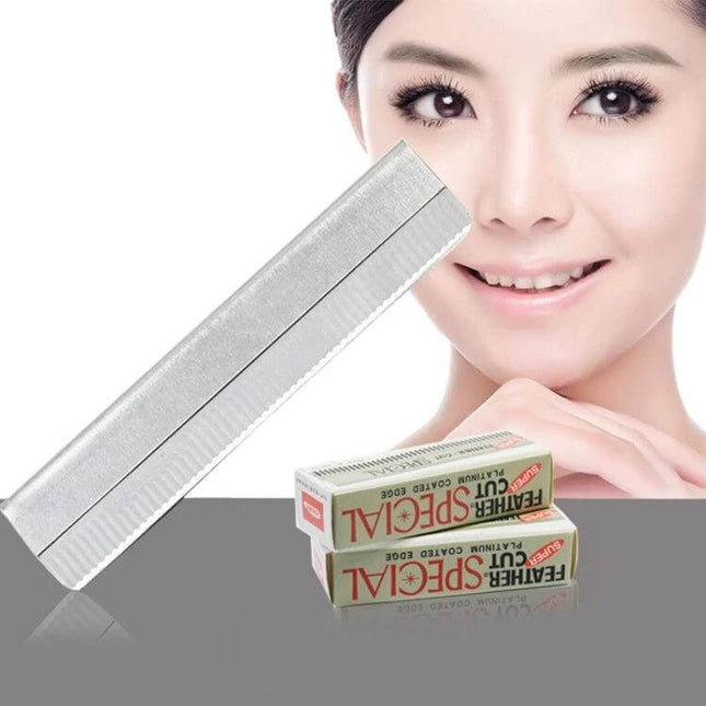 10-Piece Professional Hairdressing Scraper Blades For Eyebrow Shaping stainless steel blades set for precise eyebrow shaping and grooming