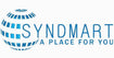 Syndmart blue globe logo with text ‘SYNDMART - A PLACE FOR YOU’ on white background