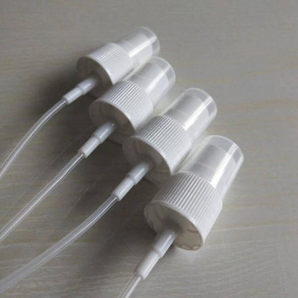 100ml PET Clear Spray Bottle For Disinfectants Daily Household Use - Clear PET mist sprayer with white ribbed pump caps and long dip tubes