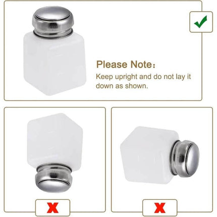 100ml Push Down Liquid Container For Nail Art And Makeup white square bottle with stainless steel push-down pump and measurement marks