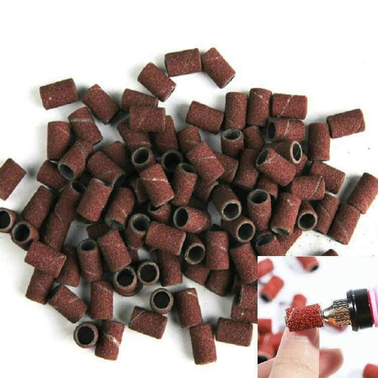 100pcs / Pack Nail Art Electric Grinder Accessories Sandpaper Ring Sand Cloth Ring Grinding Ring, 80#, 120#, 180#