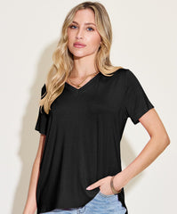 Basic Bae Bamboo Full Size V-Neck High-Low T-Shirt