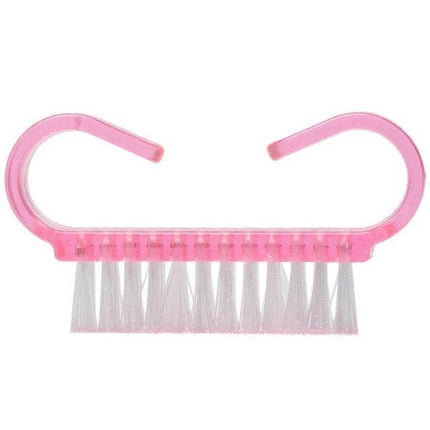 10Pcs Nail Art Cleaning Brush Set For Manicure And Pedicure - pink compact plastic brush for precise nail edge, cuticle and polish residue cleaning