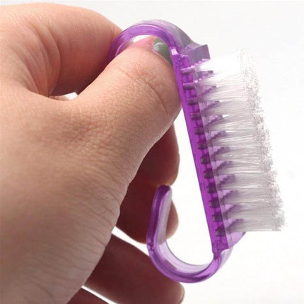 10Pcs Nail Art Cleaning Brush Set For Manicure And Pedicure - purple plastic nail brush held for cuticle and under-nail cleaning