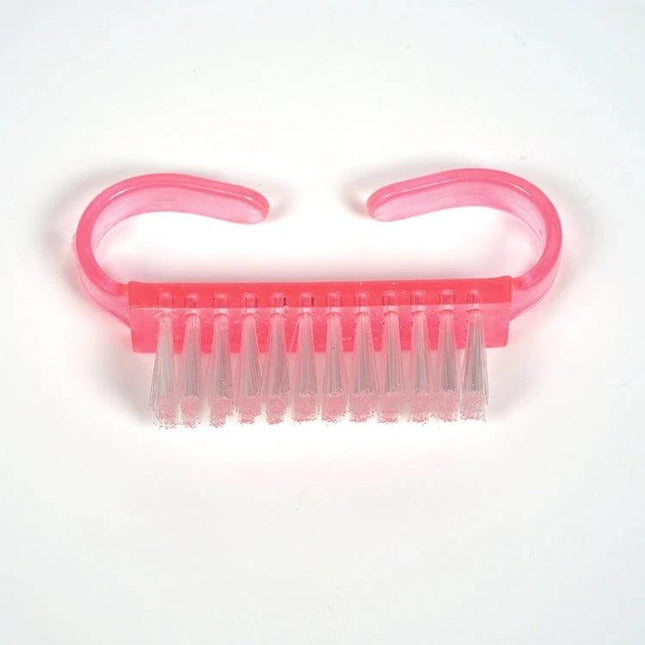 10Pcs Nail Art Cleaning Brush Set For Manicure And Pedicure - pink plastic nail brush for cleaning under nails, cuticles and removing polish residue
