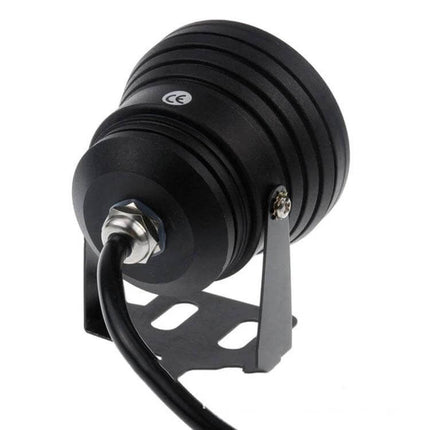 10W Underwater Spotlight For Pools And Fish Tanks – black aluminum 10W LED underwater light for aquariums and pools, warm white 3000–3500K, mounting bracket