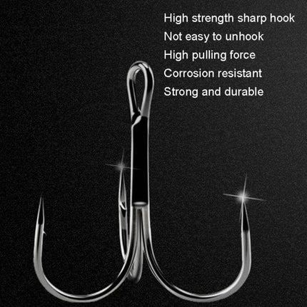 10cm Multi-Sectional Bionic Bait Hook For Long-Distance Casting - close-up of corrosion-resistant high-strength treble hook with sharp points and durable loop