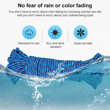 10m Outdoor Nylon Rope For Hanging Clothes With Non Slip Diamond Weave blue patterned rope resistant to rain sun and fading, 10m outdoor clothesline