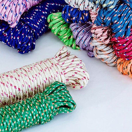 10m Outdoor Nylon Rope For Hanging Clothes With Non Slip Diamond Weave - colorful outdoor clothesline rope, 10m durable polyester blend, non-slip diamond weave