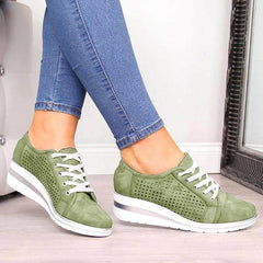 Casual Canvas Wedge Sneakers for Summer and Autumn with Breathable Air Mesh and Medium Heel