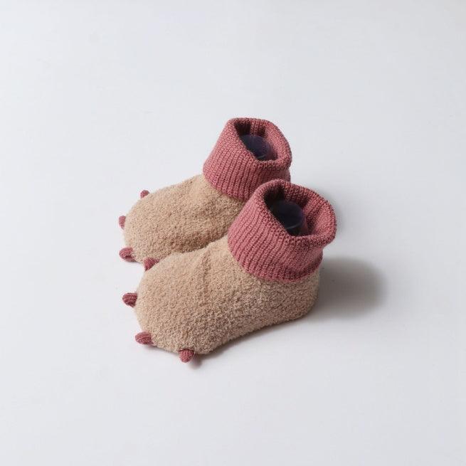 Cozy Velvet Baby Booties Khaki