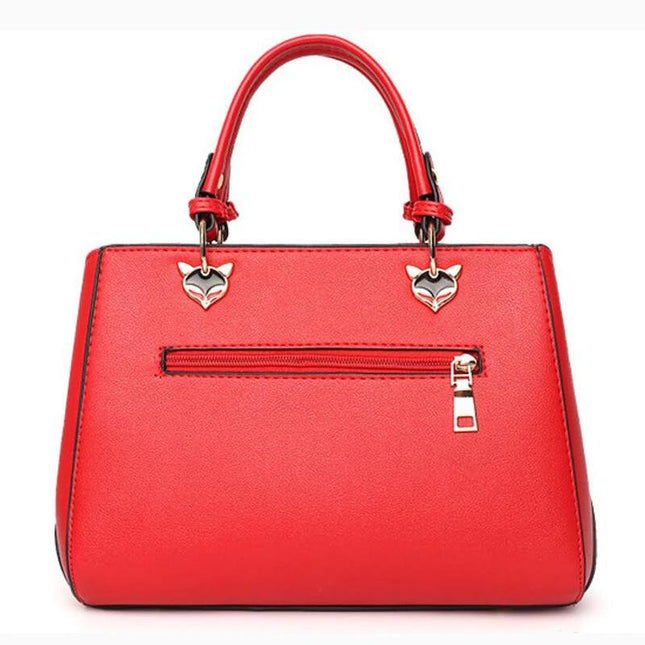 Patchwork Shoulder Bag In PU Leather With Hairball 29cm | Syndmart