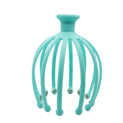12 Claw Head Massager Octopus With Rotating Ball For Scalp Relaxation - teal handheld 12-claw scalp massager with rotating stainless steel balls