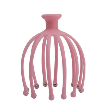 12 Claw Head Massager Octopus With Rotating Ball For Scalp Relaxation - pink handheld 12-claw scalp massager with stainless steel rotating balls