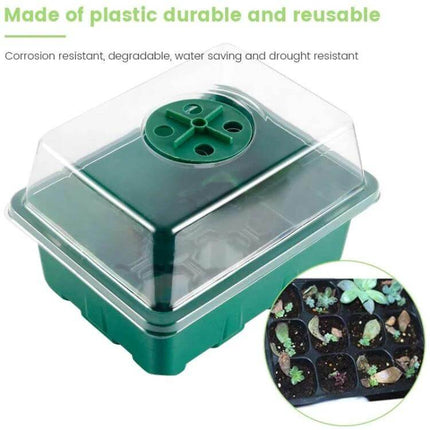 12-Hole Seedling Tray for Starting Seeds in Home Garden clear PET plastic tray with dome lid and adjustable vents for indoor seed starting