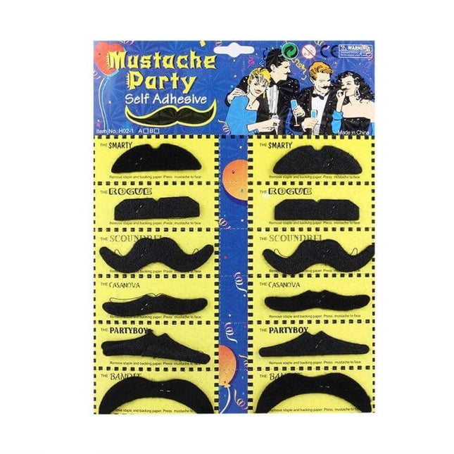 12-In-1 Funny Halloween Mustache Kit for Trick or Treat - adhesive novelty mustache set for quick costume changes