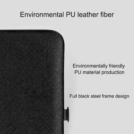 12 In 1 Nail Care Clipper Kit With Leather Case, Red-Black compact red-black PU leather travel case showing textured surface and black steel frame