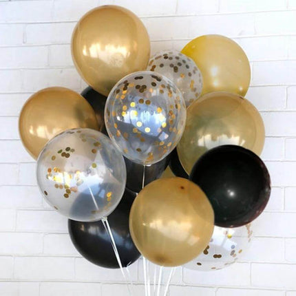 12 Inch Transparent Gold Sequins Confetti Balloons For Parties - clear latex balloons filled with gold confetti for weddings, birthdays, centerpieces