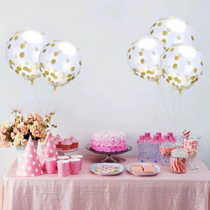 12 Inch Transparent Gold Sequins Confetti Balloons For Parties - clear latex balloons with gold confetti used in wedding or birthday party table decor