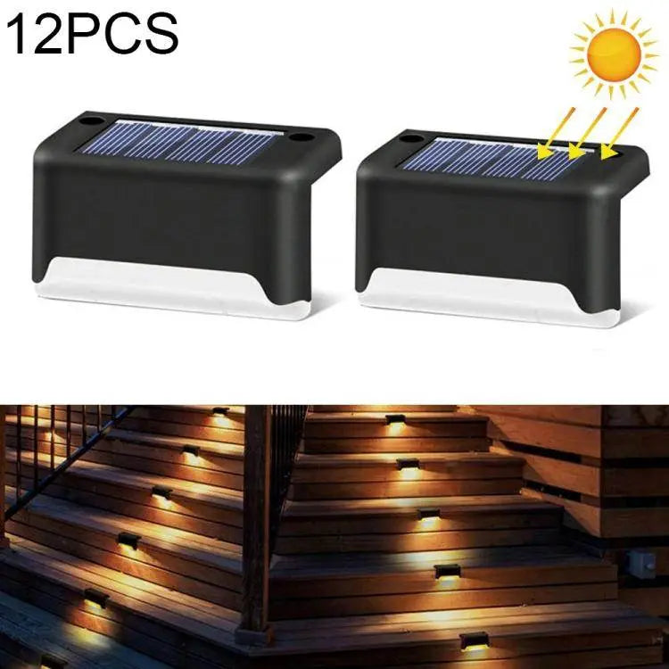 12 PCS Solar Powered LED Stairway Light IP65 Waterproof Garden Lamp 