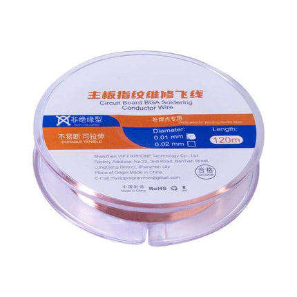 120m Bare Copper Soldering Wire for BGA and PCB Repair - 120m roll bare copper conductor for BGA/PCB repair, high-purity, direct tinning