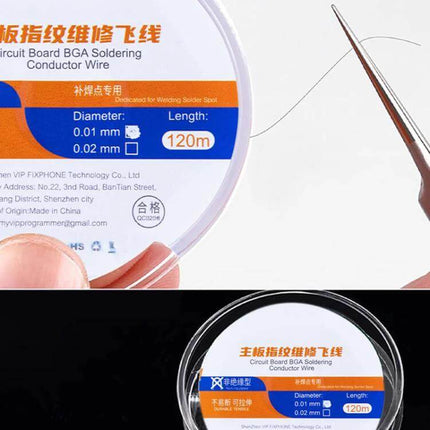 120m Bare Copper Soldering Wire for BGA and PCB Repair — 120m roll bare copper conductor wire for BGA/PCB repair, smartphone motherboard and GPU soldering