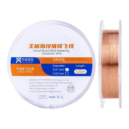 120m Bare Copper Soldering Wire for BGA and PCB Repair - 120m bare copper conductor spool for BGA and PCB board repair, fast tinning, repair shops and hobbyists