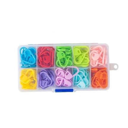 Sweater Weaving Pin Buckles Set 120 Pcs For DIY Projects - 120 colorful plastic stitch markers in compartmental storage box for knitting and sewing